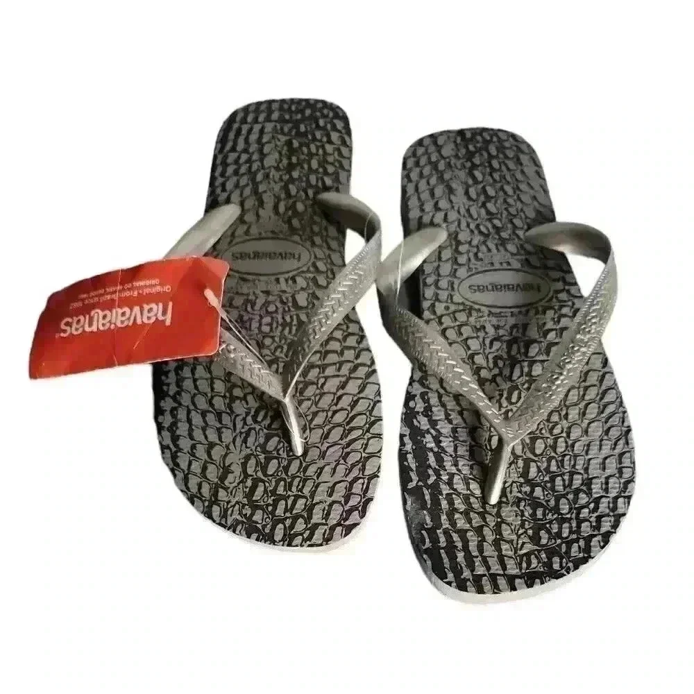 havaianas flip flop Sandals Grey Alligator Print Size 11-12